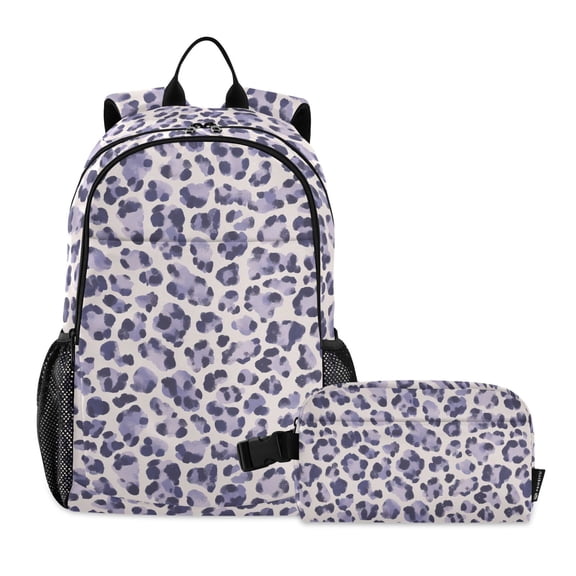 ALAZA Leopard Purple-a2 School Backpack Lunch Box Set Student Bookbag
