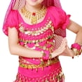 thumbnail image 4 of Weebloom Girls Outfits Dance Performance Outfit Belly Dance Ethnic Practice Dress Children Folk Dance Wear Design Girl Clothes Set Size 7-8 Years Pink, 4 of 7