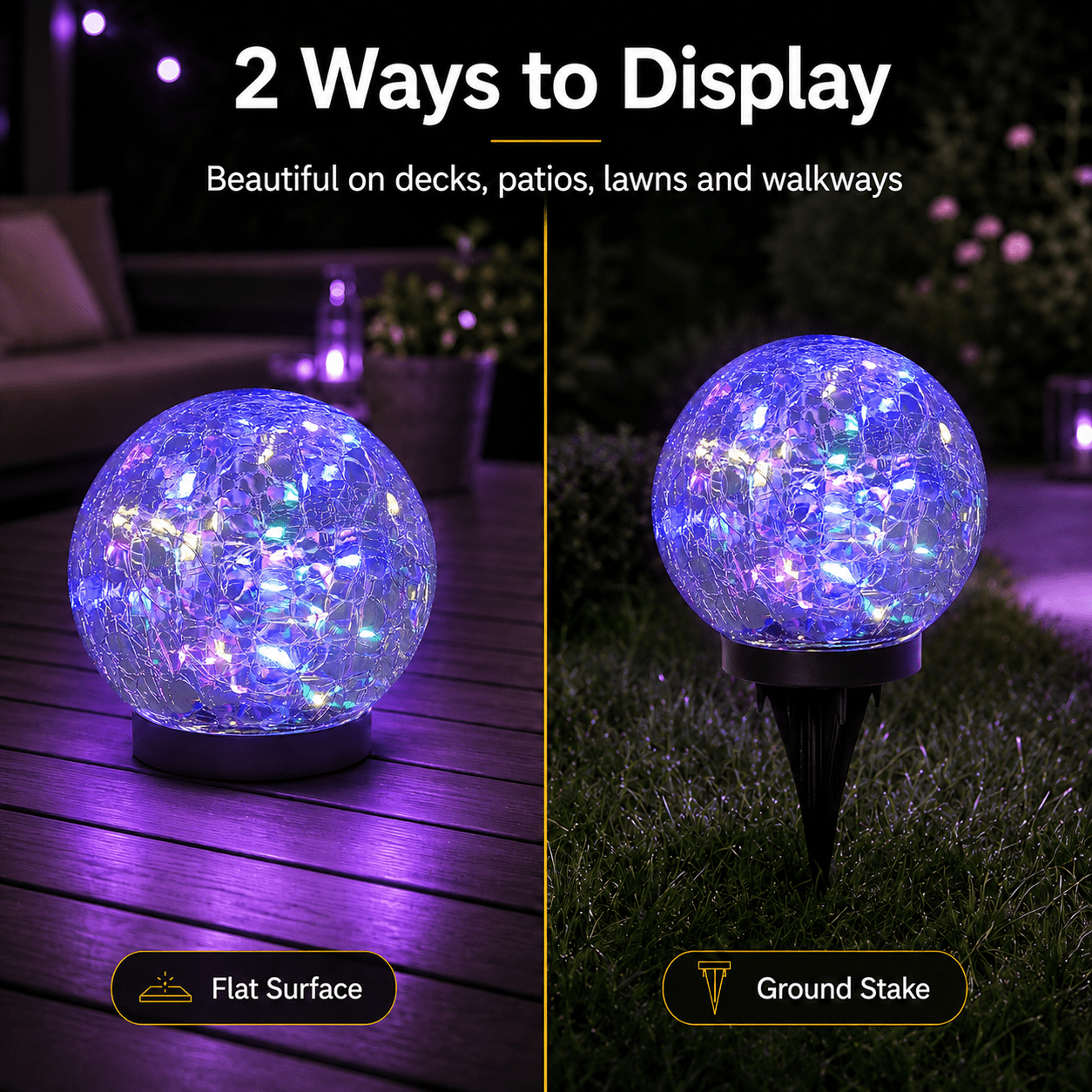 MEHOOM 4 Pack 5'' Solar Globe Lights Outdoor Waterproof, 30LED Solar Cracked Garden Lights Outdoor for Patio, Yard, Lawn, and Landscape Decorations