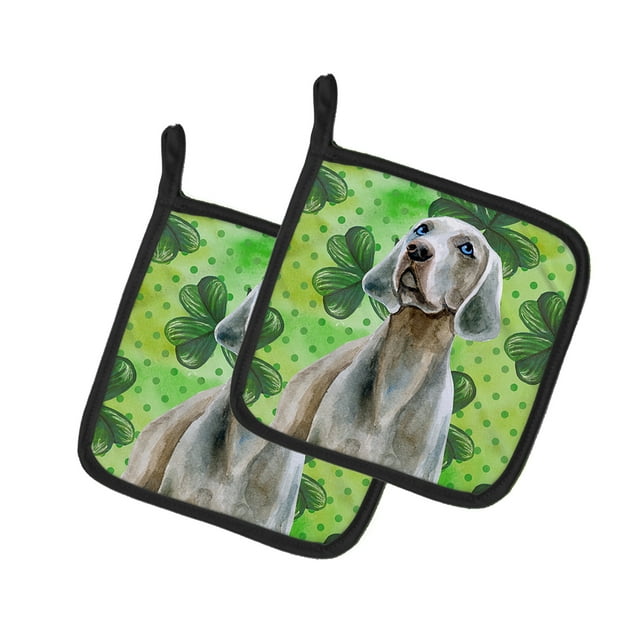 Carolines Treasures BB9848PTHD Weimaraner St.Patricks Paire de Porte-Pot
