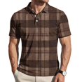 thumbnail image 3 of Garbnen Polo Shirts Men Short Sleeve Plaid Color Block Collared Henley Shirt Men Lightweight Breathable Casual Summer Beach Travel Golf Shirts Men L, 3 of 7