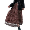 thumbnail image 3 of Women'S Leopard Print Skirt Y2k Goth High Waist Ruffled Pleated Flowy Long Skirts Black XL, 3 of 9