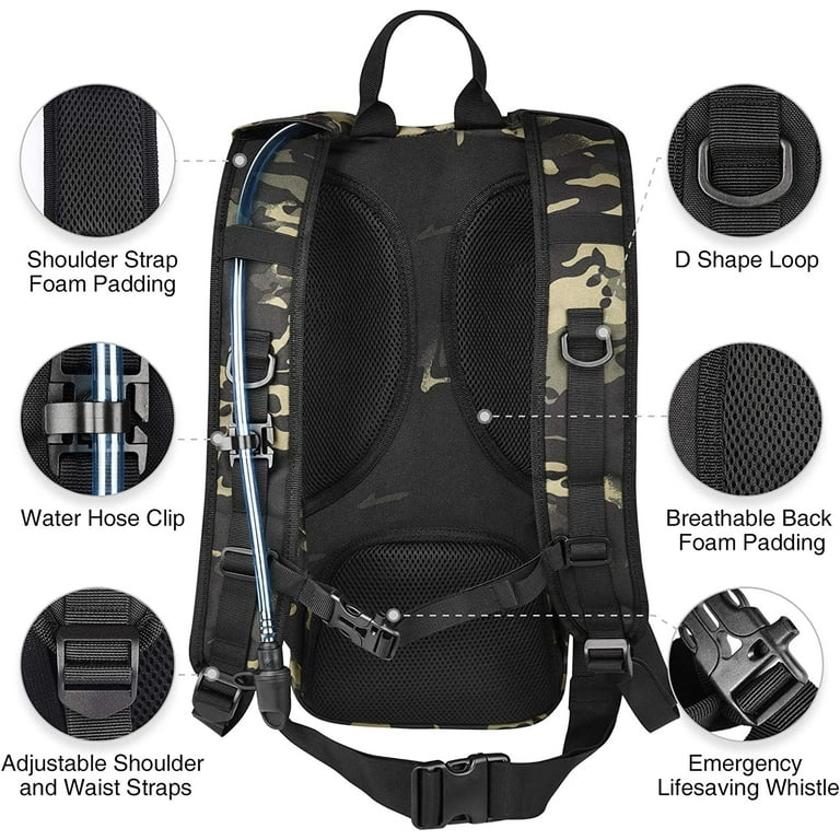  NOOLA Hydration Backpack with 3L TPU Water Bladder, Tactical  Molle Water Backpack for Men Women, Hydration Pack for Hiking, Biking,  Running and Climbing (Tan) : Sports & Outdoors