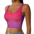 thumbnail image 2 of Fotbe Light Purple Glitter Sujetador Deportivo Largo sin Aros para Mujer con Almohadillas y Soporte Medio, Transpirable y Absorbente, Camiseta Tipo Chaleco o Tank Top-Large, 2 of 8