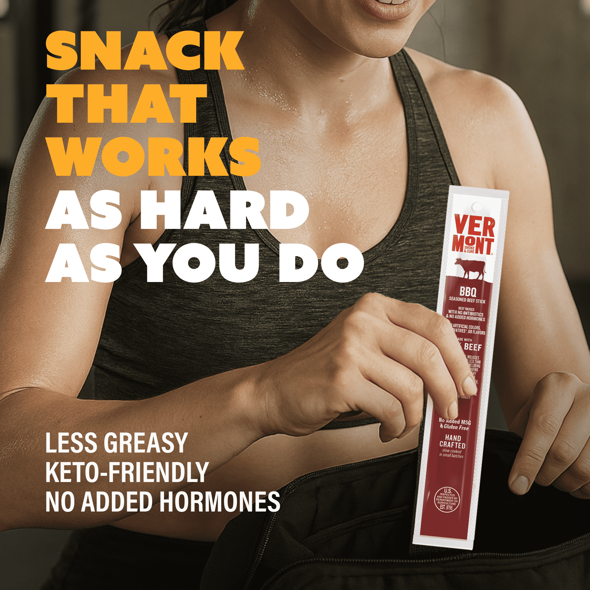 Vermont Smoke & Cure BBQ Seasoned Beef Sticks 1 oz Individually Wrapped Premium Protein Snacks 24 Ct