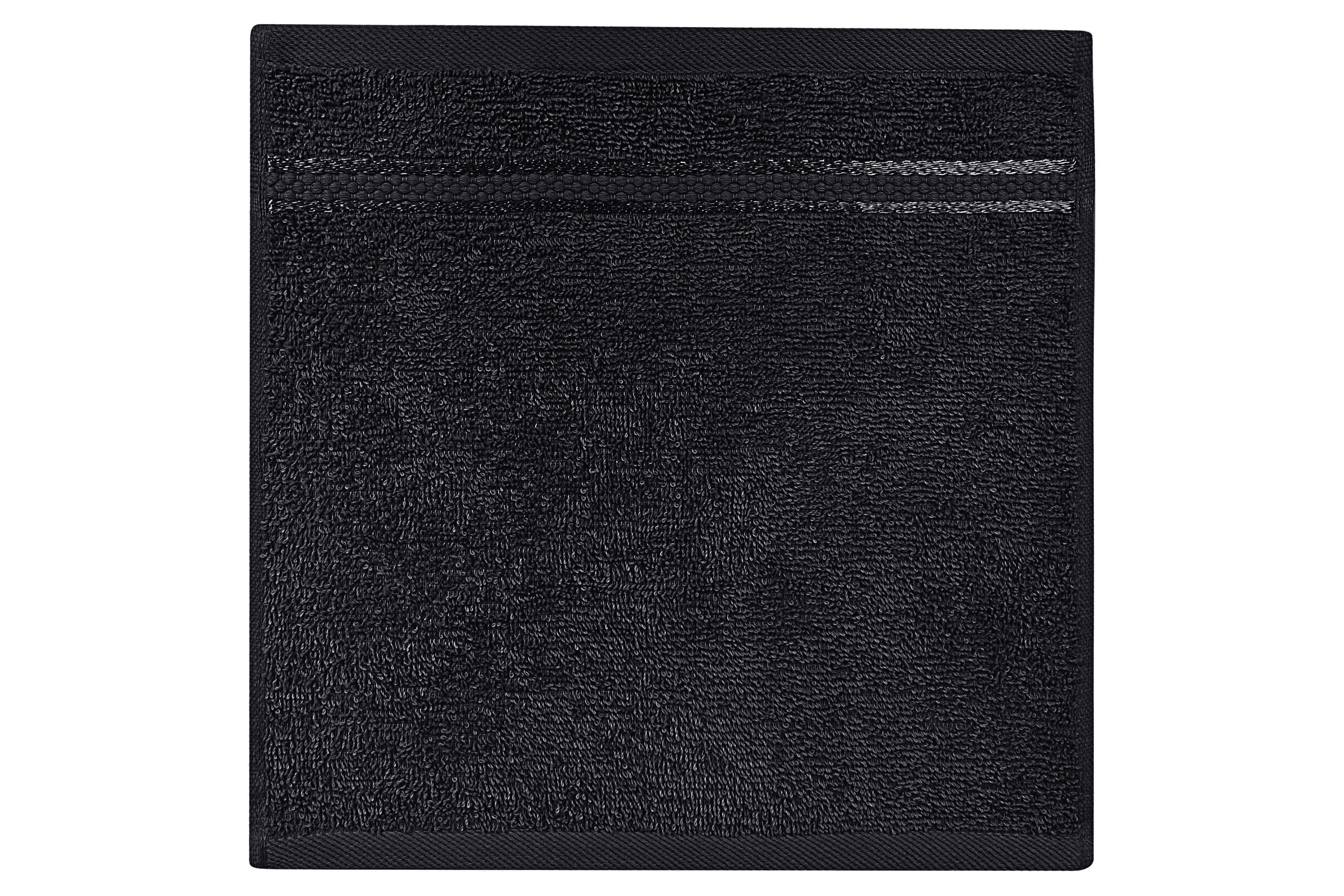 Dewall Maisons Elegant Black 8-Piece Cotton Washcloth Pack - Superior Soft And Absorbent, 12" x 12" Size - Perfect For Bathroom, Spa, Facial Care - Premium Hand And Face Towel Solution