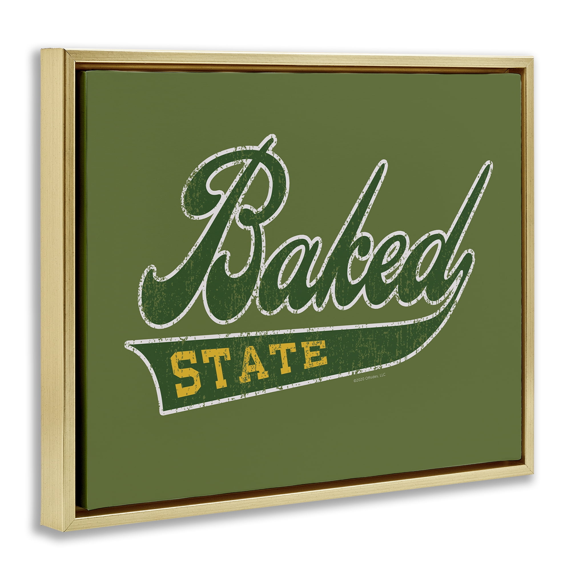 Stupell Industries Baked State Varsity Style Text & Numbers Painting Gold Floater Framed Canvas Art Print Wall Art, 21 x 17