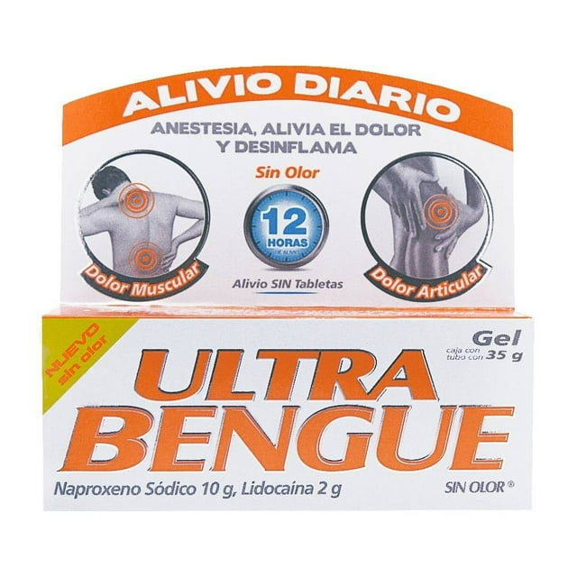 Gel Ultra Bengue Naproxeno sódico 10 g, Lidocaína 2 g sin olor 35 g