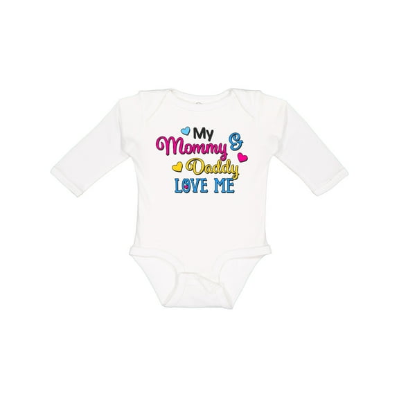 Inktastic My Mommy and Daddy Love Me with Hearts Boys or Girls Long Sleeve Baby Bodysuit