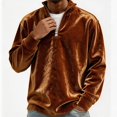 thumbnail image 6 of Frnrwgo Velvet Sweatshirt for Men Shiny Quarter Zip Stand Collar Long Sleeve Loose Fit Fall Winter Casual Party Top, 6 of 9