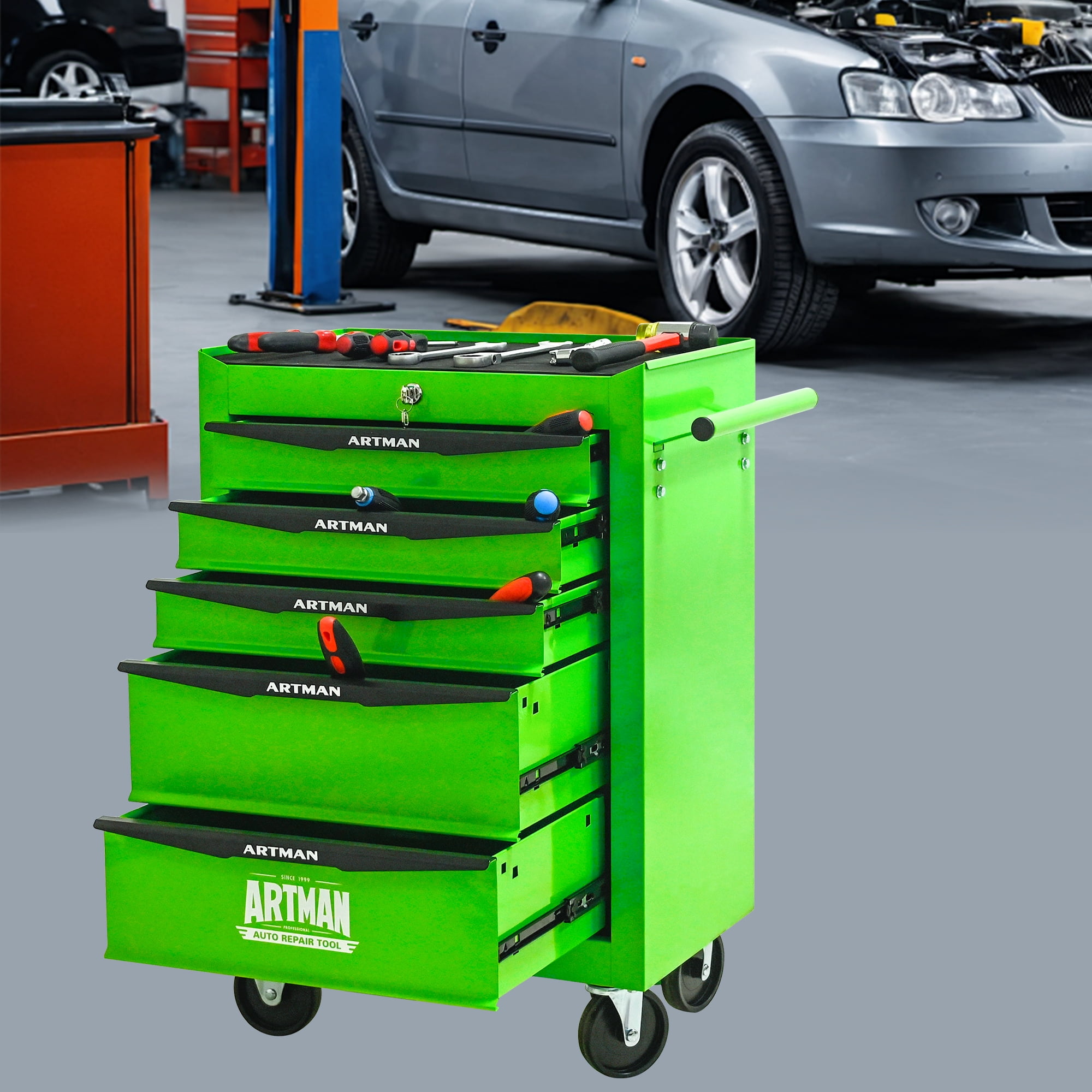 ARTMAN 20" 5-Drawer Rolling Metal Tool Chest ,Heavy Duty Industrial Service Cart Storage Organizer with Locking System for Garage Workshop Warehouse