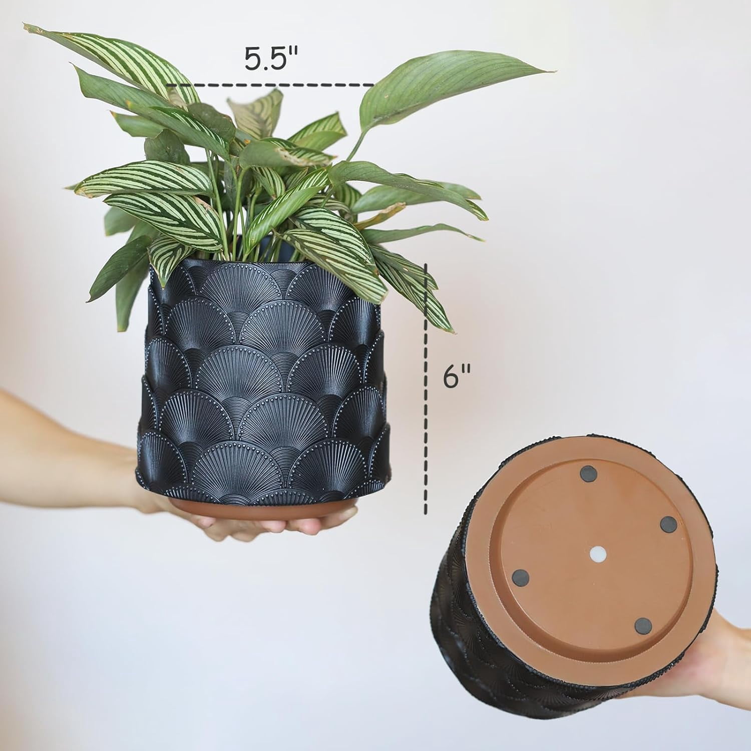 GUGUGO Pearl White Scale Planter, Cute Unique Plant Pot with Drainage, Eclectic Colorful Small Flower Planters Pots for Indoor & Outdoor Plants, Rainbow Funny Succulent Gardening Pot Gifts