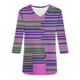 thumbnail image 4 of Xfvqtps Scrub Tops for Women Striped Soft V-Neck 3/4 Sleeve Scrubs Comfortable Nursing Uniforms New Fashion Casual Printed T-shirt Nursing Clothes Top Working Uniforms with Pockets Hot Pink, 4 of 5