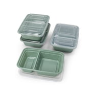 Mainstays 5-Pack 2-Compartment BPA-Free Plastic Meal Prep Food Storage Containers, 0.9L, Green Sage
