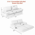 thumbnail image 2 of TICOZE 73.2 Inch 3 in 1 Black Velvet Convertible Sleeper Sofa Bed, Queen Size Pull Out Bed with Chaise Lounge, Sturdy Steel Frame for Living Room and Guest Room, 2 of 11