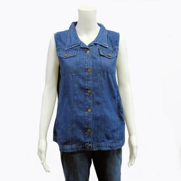 The Skyline Collection Sleeveless Denim Vest in Blue - L