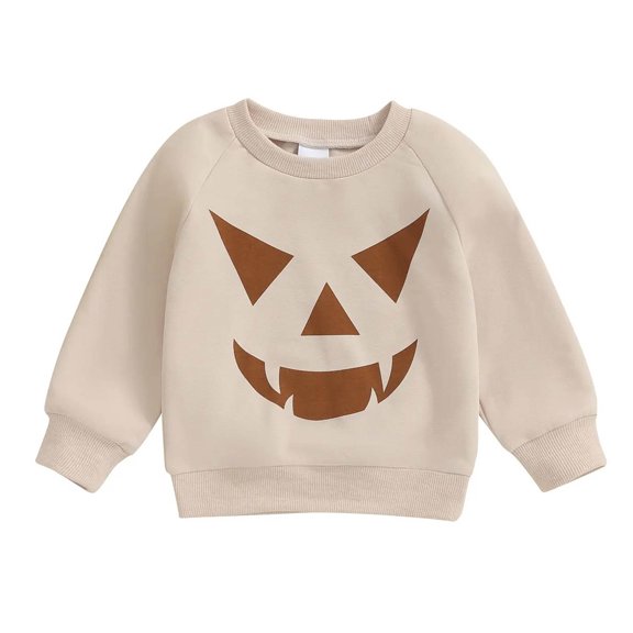 OJSFQUFP Cute Boys' Casual Halloween Pumpkin Hoodie Unique Embroidered Long Sleeves and Round Neck Hoodie