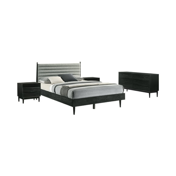Artemio Queen 4 Piece Wood Bedroom Set in Black Finish