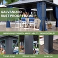 thumbnail image 3 of Kullavik 12'x14' Hardtop Gazebo, Outdoor Double Roof Canopy with Netting and Curtains, Galvanized Metal Frame, Sunshade for Patio, Backyard, Deck and Lawns-Navy Blue, 3 of 6
