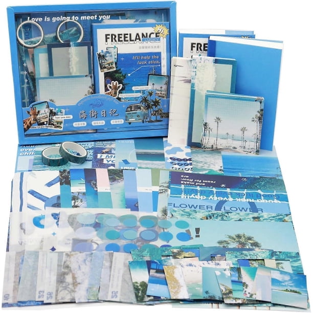 155 Pieces Scrapbooking Accessories Kit, Aesthetic Bullet Journal Scrapbook Kit with A6 Grid Notebook, Scrapbooking Stickers - DIY Gift for Girls and