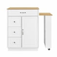 thumbnail image 4 of Table à Manger Blanche Extensible avec Roues à Roulement Fluide Armoire à Vin et Îlot de Cuisine, 4 of 27