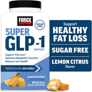 Force Factor Super GLP-1 Support Soft Chews, Promote Natural GLP-1 Production, Support Fat Loss, Metabolic Function & Healthy Body Composition, Sugar Free Lemon Citrus Flavor, 60 Soft Chews
