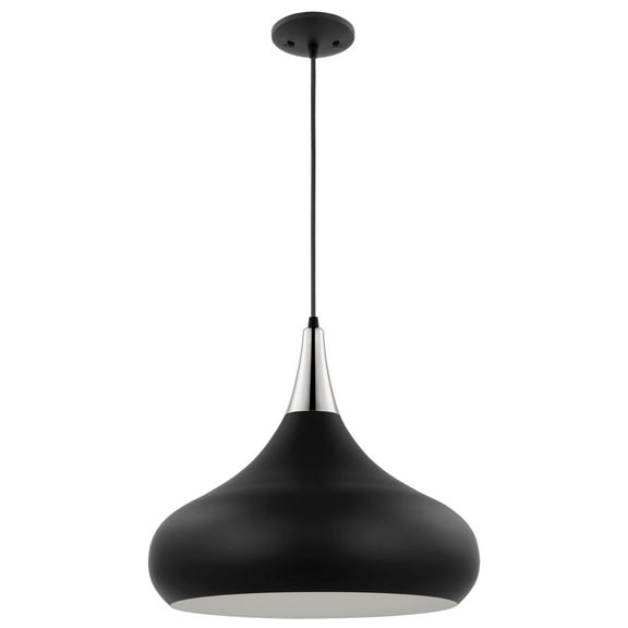 60/7516-Nuvo Lighting-Phoenix - 1 Light Large Pendant In Mid-Century Modern Style-16.13 Inches Tall and 18 Inches Wide-Matte Black/Polished nickel