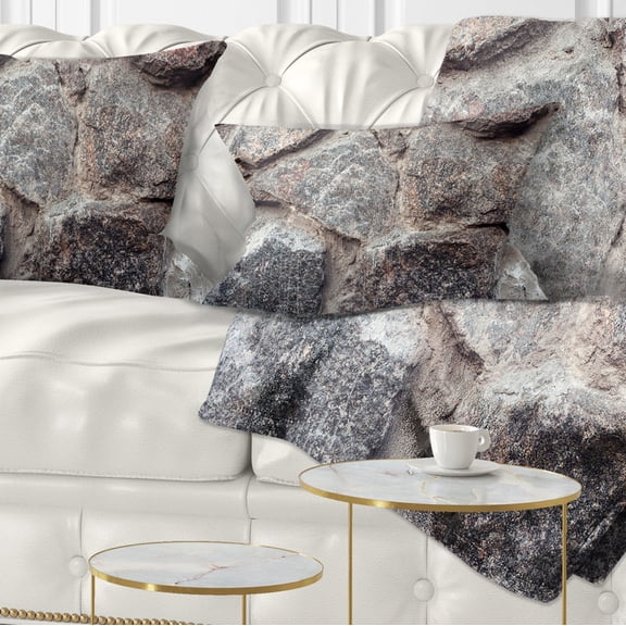 Designart Natural Granite Stone Texture - Landscape Photography Throw Pillow - 12x20