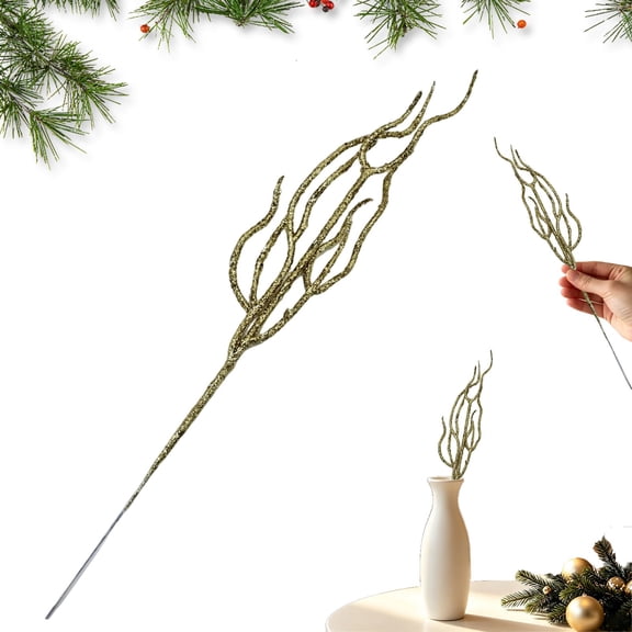 Christmas Tree Picks,Christmas Glitter Branch Decorative Artificial Twig Pick,Faux Xmas Sparkle Branch Stems,Durable Flexible Decorative Glitter Twigs,Perfect for Vase,DIY Holiday Crafts