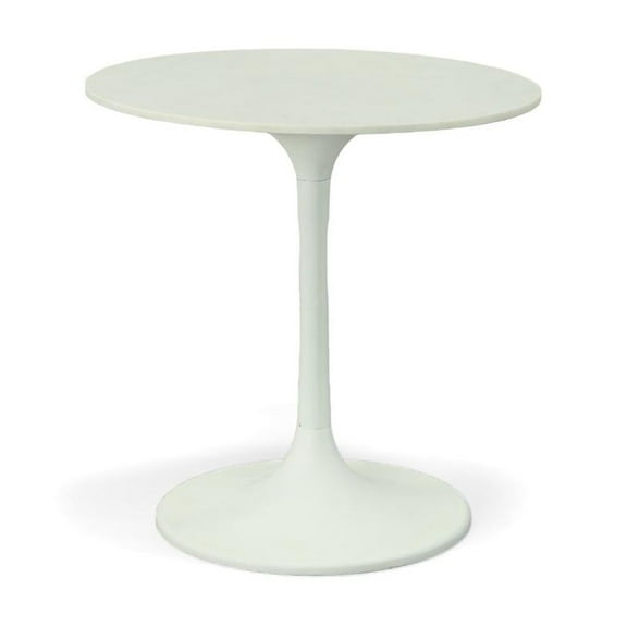 Carolina Classics Enzo 30" Round Marble Top Dining Table White Top/White Base