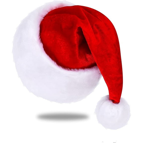 Unisex Adults Kids Velvet Comfort Santa Hat for Christmas New Year Festive Holiday Party Supplies