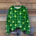 thumbnail image 5 of Women's Casual St. Patrick's Day Hoodie, Green Waffle Knit Long Sleeve Pullover with Clover Graphic, 5 of 5