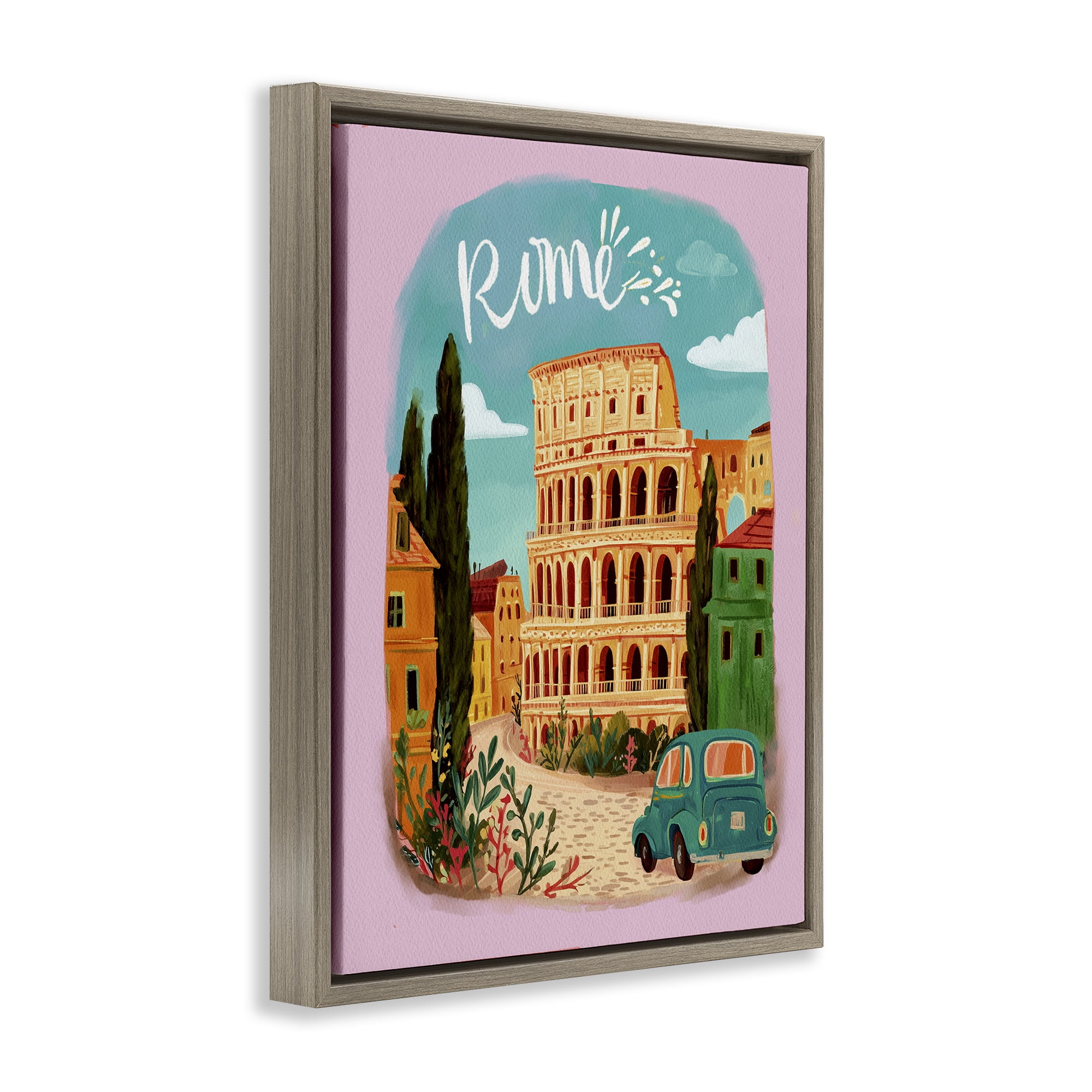 Rome Travel Spot Architecture Brown Framed Floater Canvas Wall Art, design by Yen