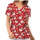thumbnail image 4 of Puntoco Navidad Moda Mujer Cuello en V Casual Manga corta Impreso Bolsillos Señoras tops Blusa Puntoco Puntoco-5016, 4 of 6