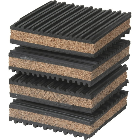 Klutch 4-Pk. of Air Compressor Vibration Pads, 4in. x 4in. x 7/8in.