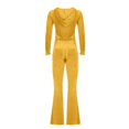 thumbnail image 4 of larppty Women's Velour Tracksuit Set - Zip-Up Hoodie & Wide Leg Cotton Blend Y2K Sweatsuit（Yellow， XXL）, 4 of 6