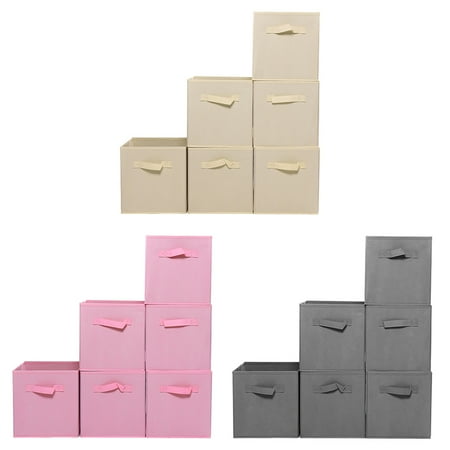 6 Pack Collapsible Cloth Storage Baskets Storage Bins Durable