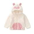 thumbnail image 2 of Cuzibr Kids Coats Thermal Fuzzy Cute Animal Character Windproof Hooded Wool Coat Solid Full Zip Up Long Sleeve Jackets Winter Outwear,White,3-4 Years, 2 of 7