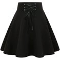 thumbnail image 1 of Plaid Skirts for Womens Irregular Hem Lace Up Short Gothic Skirts Un negro puro. 2XL Un negro puro. 2XL Xishao ropa, 1 of 2