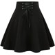 thumbnail image 1 of Plaid Skirts for Womens Irregular Hem Lace Up Short Gothic Skirts Un negro puro. G Un negro puro. G Xishao ropa, 1 of 2