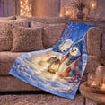 thumbnail image 6 of Polar Bear Snowman Friendship Snowy Forest, Festive Holiday Scene, Warm Flannel Blanket for Living Room and Reading Nook, Art Lovers Christmas Gift, Festive Home Decor, 6 of 9
