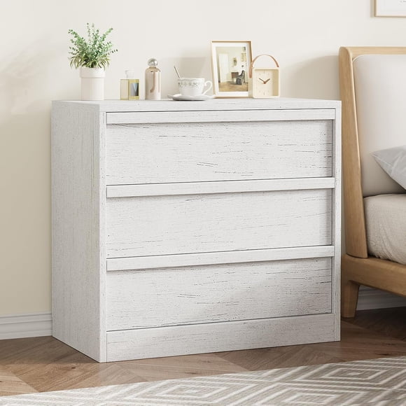 Modern Versatile Dresser – 3 & 4 Drawer Tall Chest for Bedroom, Living Room, Nursery, or Entryway – Large Storage Bedside Table in Natural Oak or White Finish