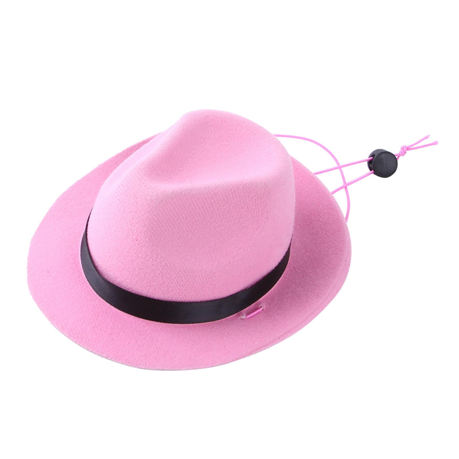 Tnarru Breathable Pet Cowboy Hat Costume Accessories Dog Adjustable Drawstring Clothes Hats Clothing for Chihuahua Holiday Party Festival Wearing Photograph Pink