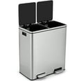 thumbnail image 2 of Patiojoy 16 Gallon Stainless Steel Trash Garbage Can Double Bucket Pedal Bin, 2 of 5