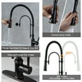 thumbnail image 4 of Wowow 2-Functions Single Handle Deck Mount Gooseneck Pull Down Sprayer Kitchen Faucet with Spring Tube in Solid Brass Oil Rubbed Bronze, 4 of 5