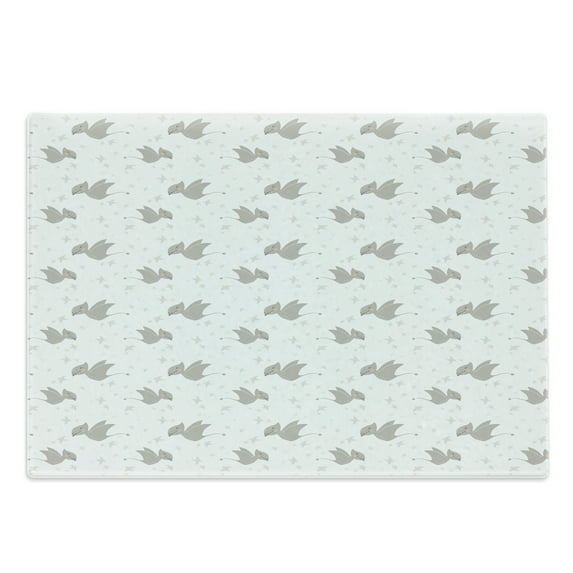 Nursery Cutting Board, Happy Little Flying Dinosaurs Baby Spotted Pterodactyls Childish Drawing, Decorative Tempered Glass Cutting and Serving Board, in 3 Sizes, by Ambesonne