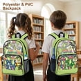 thumbnail image 4 of ZIATUBLES Clear Backpack, Heavy Duty Fabric & PVC Transparent Bookbag with Frog Daisy Butterfly Dragonfly Print, Large Capacity See Through Backpack for School College Work Travel Security, 4 of 7