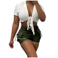 thumbnail image 2 of up to 60% off Gifts Usmixi Womens Cargo Shorts Fashion Button High Waist Slim Fit Short Pants Casual Solid Lightweight Straight Shorts with Pocket Army Green l, 2 of 7