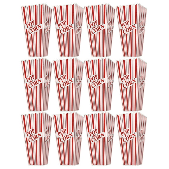Set of 12 Popcorn Plastic container Box Tub Bowl 7-34 x 3-34 x 3-34 - Presentation Is Everything