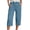 Blue, variant on Bibifish Womens Pants Trendy Casual Solid Color 3/4 Length Drawstring Elastic Waist Capris With Pockets Comfortable Sports Pants